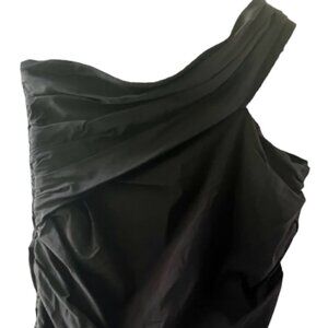 Zara NWT Join Life Black One Shoulder Ruched Crop Top Size Small
